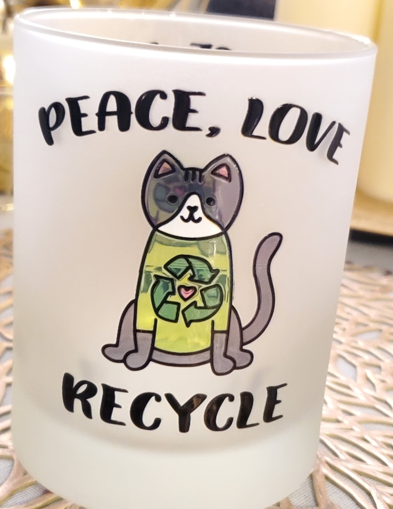 NEW PEACE, LOVE, RECYCLE by Culver frosted…